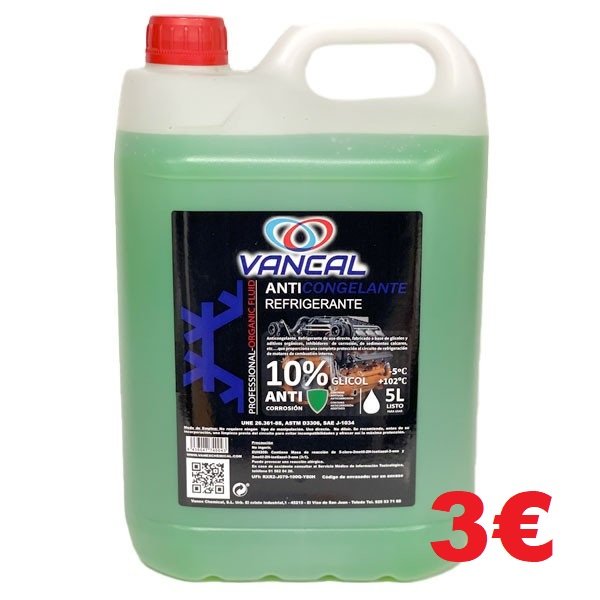 ANTICONGELANTE  VANCAL AL 10 % 5 LITROS  REFRIGERANTE  PARA MOTORES DIESEL Y GASOLINA