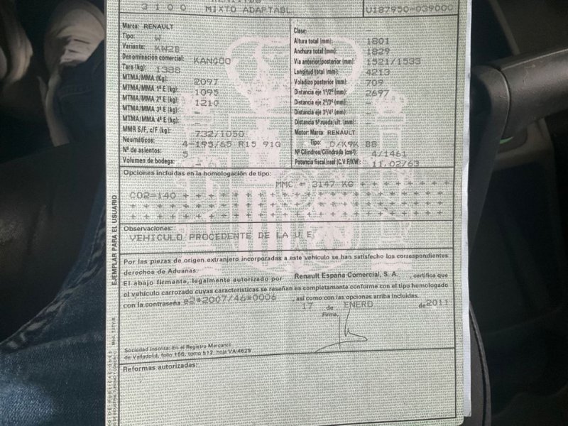 RENAULT KANGOO 1500 DCI DE 85 CV